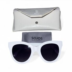 Sojos White Sunglasses with Case
